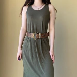 Theory khaki green long tank shirt dress